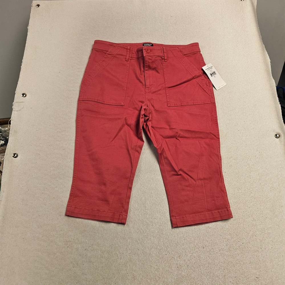 American Living Womens Red Utility Capri Crop Pants Size 12 New NWT